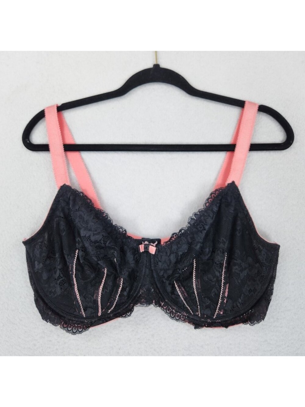 Adore Me Bra Womens 40DDD Black Floral Lace Balconette Sheer Unlined Underwire